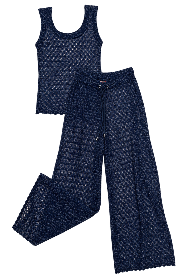 Magie Navy Sleeveless Mesh Vest  + Pants Set