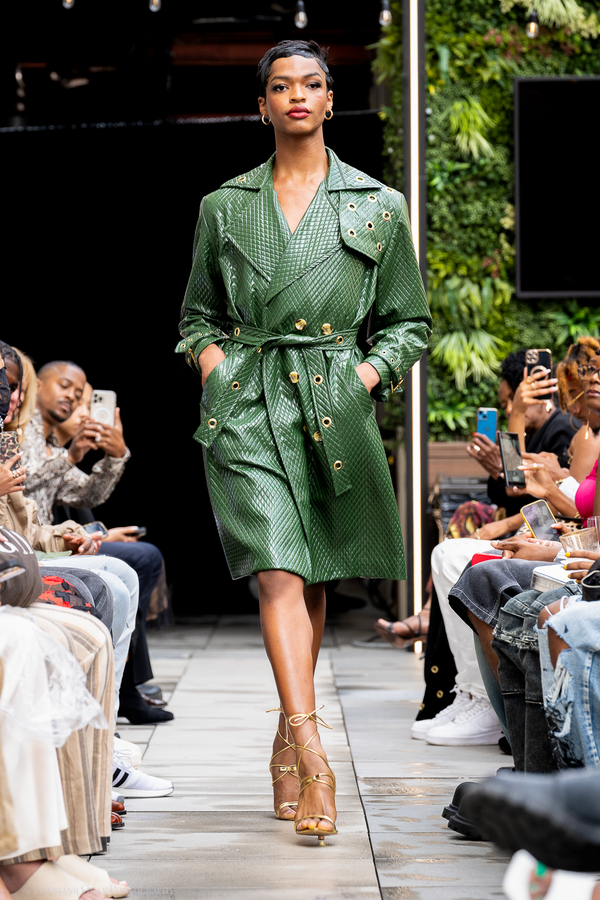 Olivia Olive Faux Leather Trench