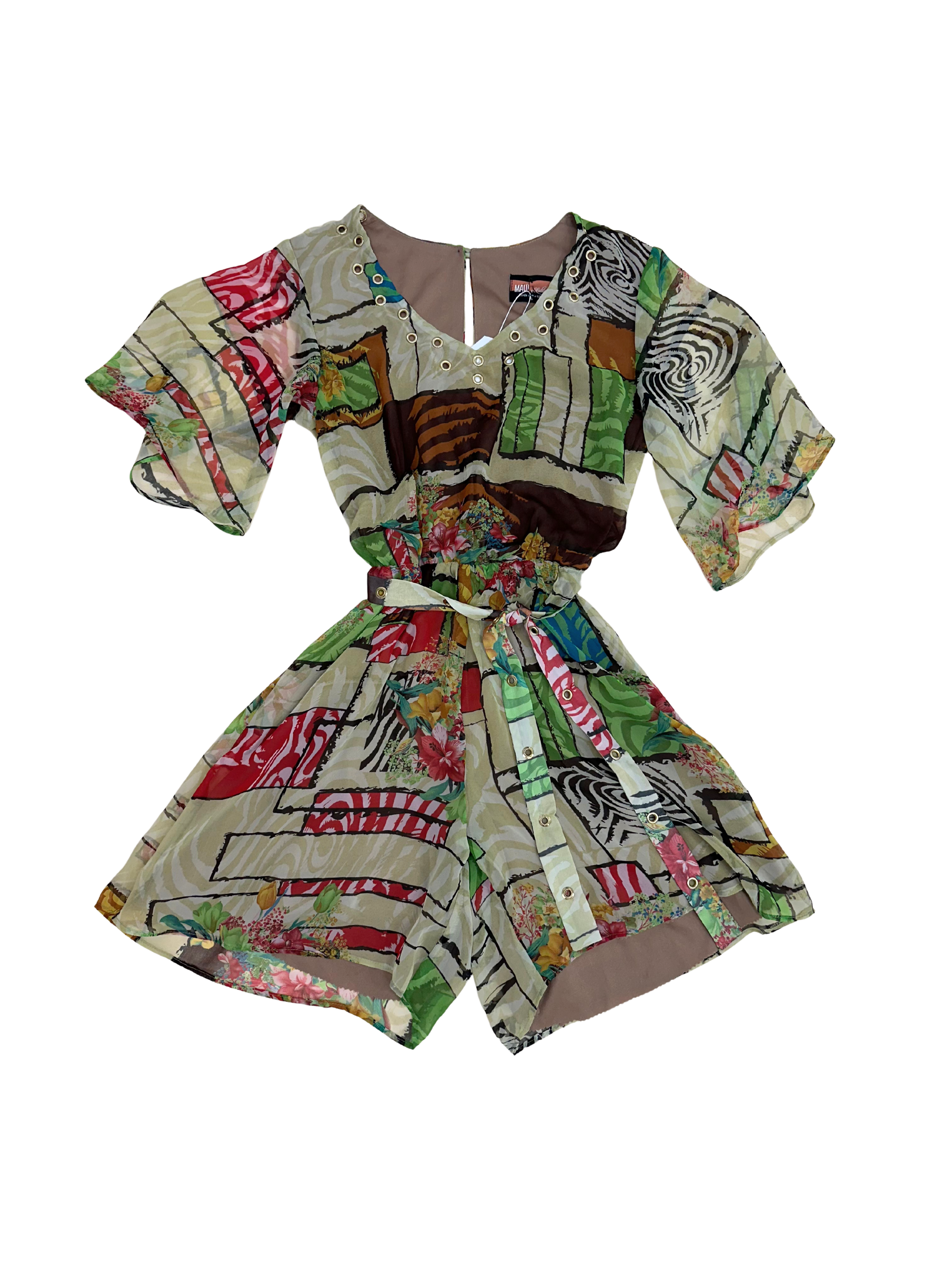 Floral Mini Dress with Grommets-thumbmail-1
