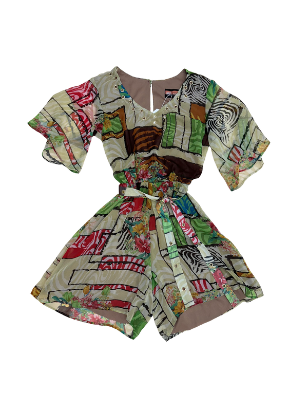 Floral Mini Romper with Grommets