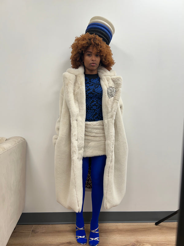 Athena Off White Fur Coat