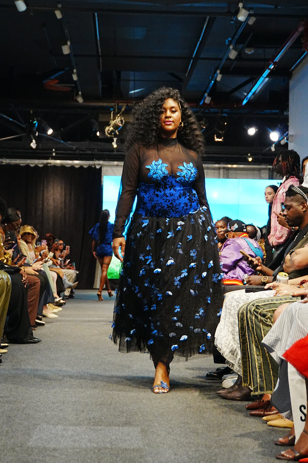 Butterfly Black Mesh Long Skirt