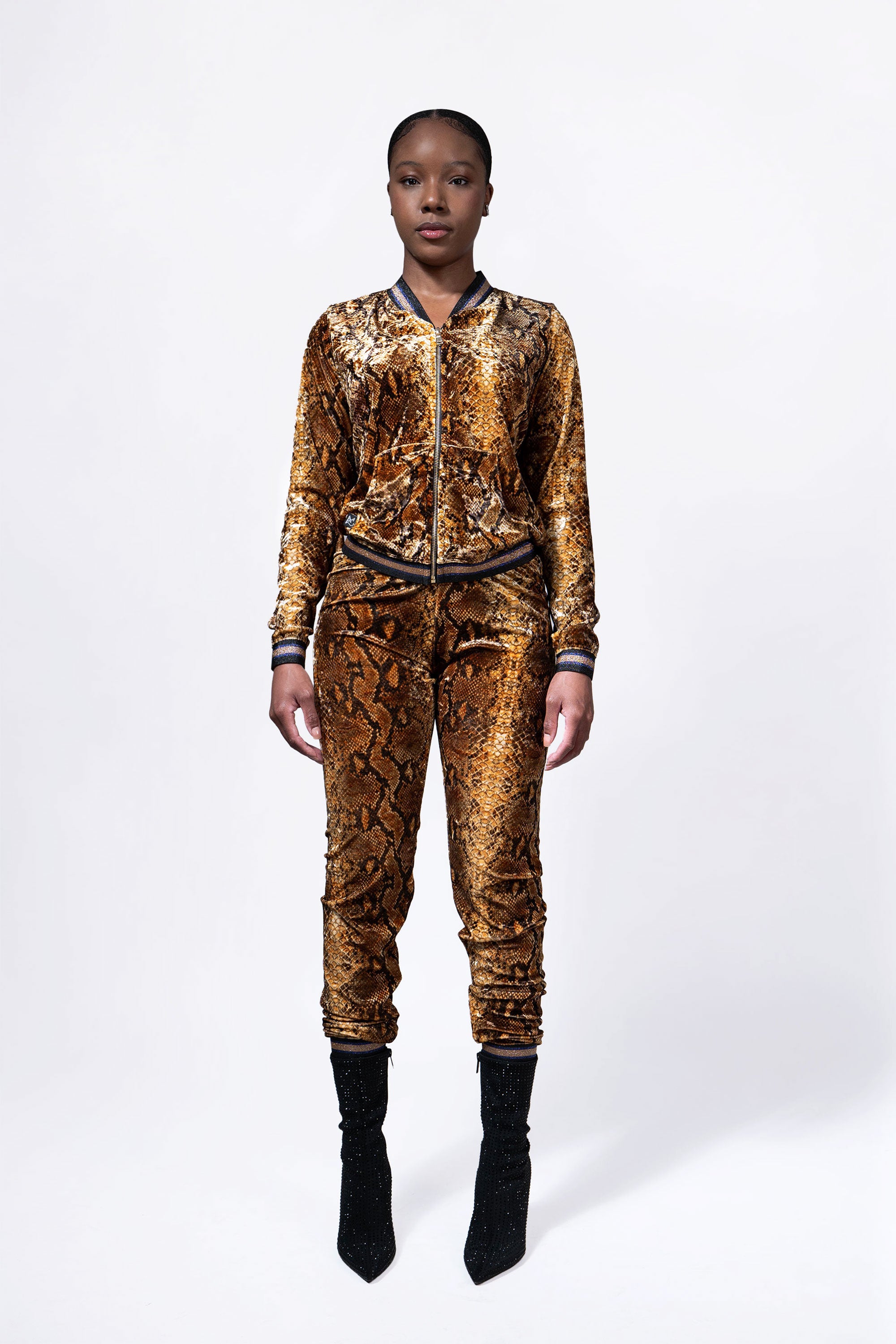 Gold velvet tracksuit hot sale