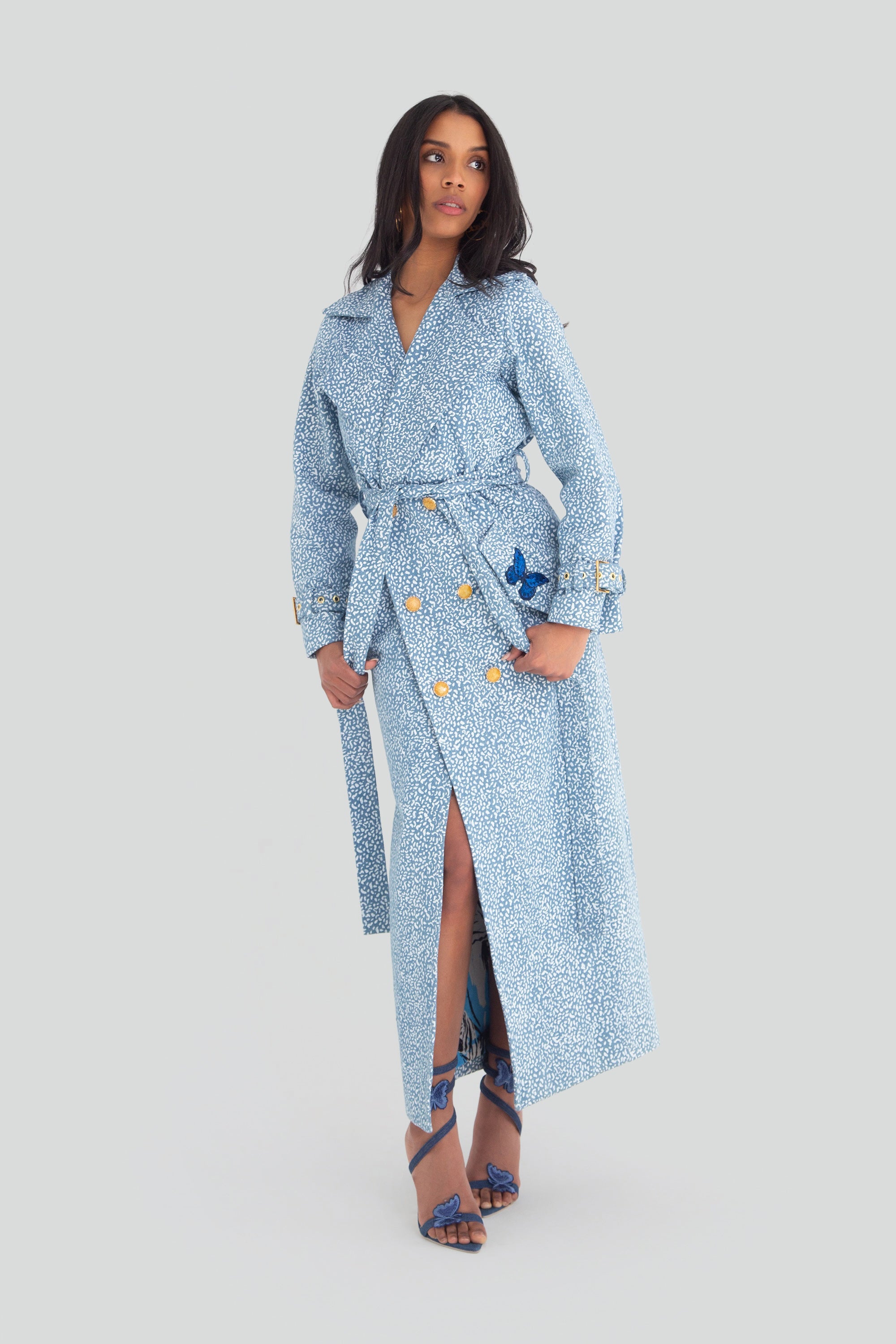 Tiara Long Denim Trench