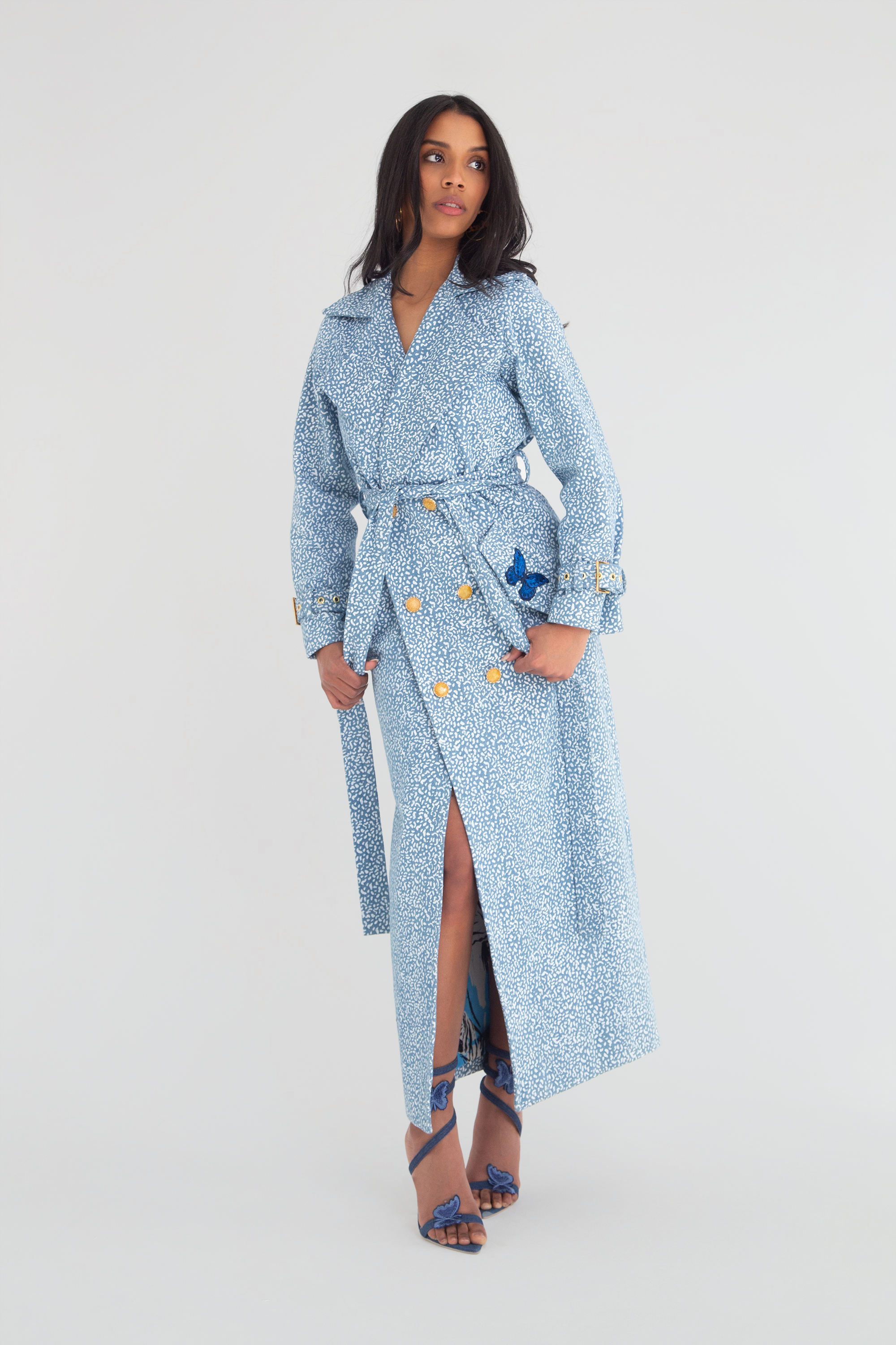 Tiara Long Denim Trench