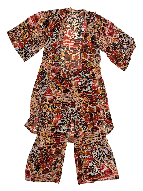 Swim Cover Up Abstract Animal Print Top